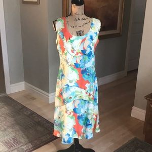 Sundance Floral Midi Dress - Blue, Green, Orange